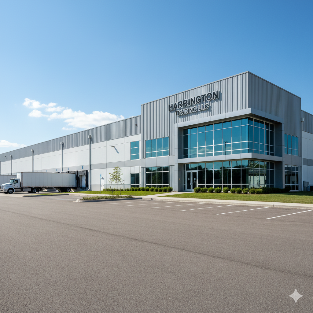 Modern warehouse facility with organized construction materials